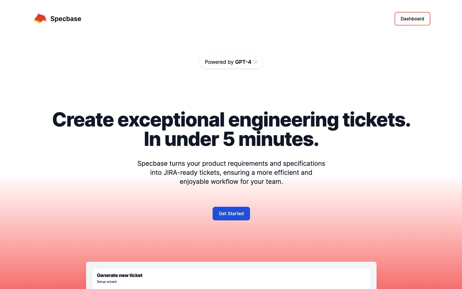 Specbase site: Create exceptional engineering tickets. In under 5 minutes.